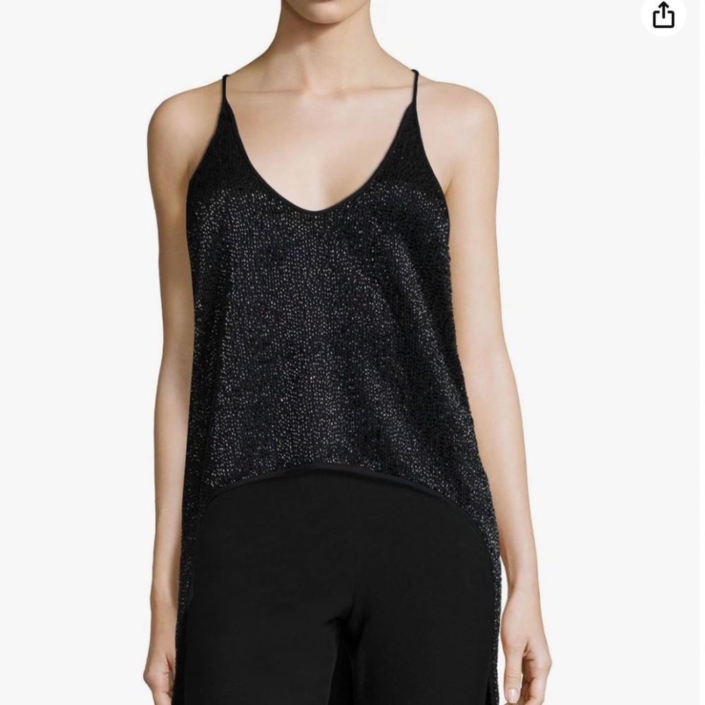 Halston Heritage Black Sparkle Tank Top
